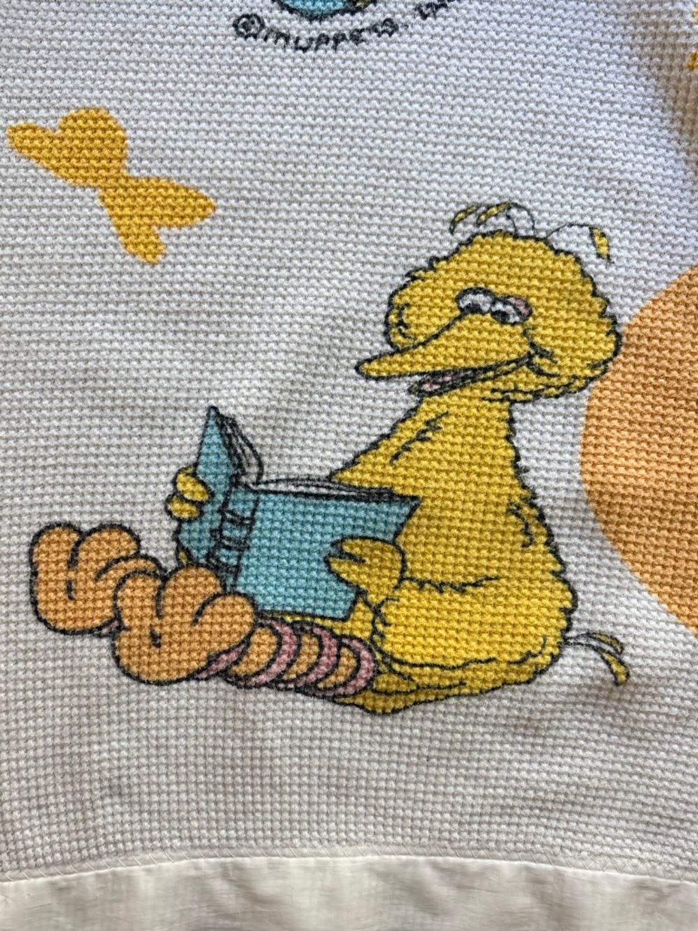Vintage ABC Sesame Street Baby waffle weave Blanket - no tag- satin border- - Picture 16 of 16